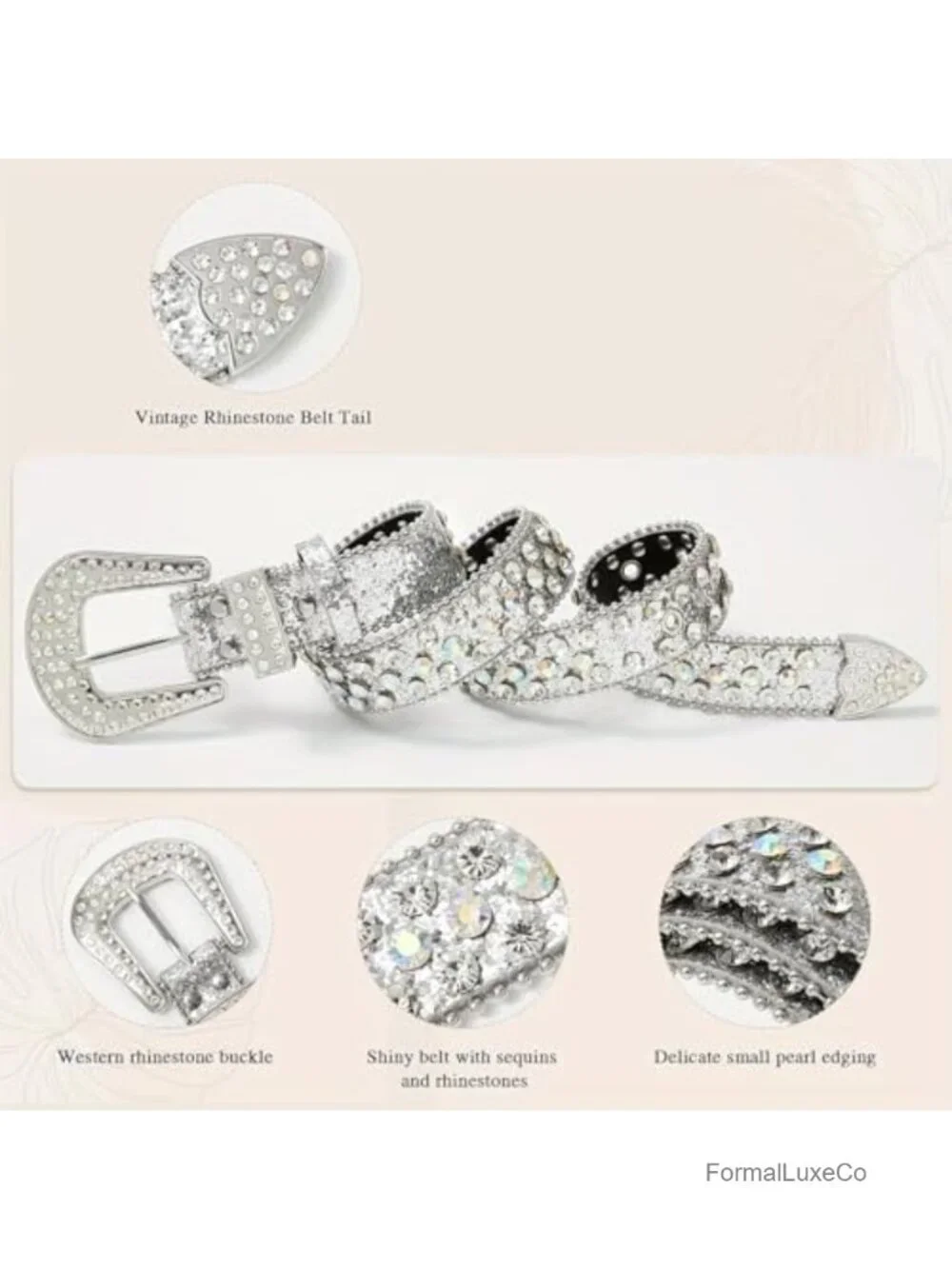 Punk Cowgirl Rhinestone Crystal Belt for Women – Sparkly Western Style for Jeans